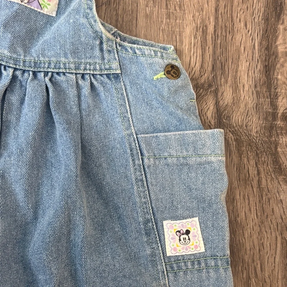 Minnie Mouse garden Disney Light Blue Denim Kids Overalls vintage wide leg 3T - Picture 3 of 9